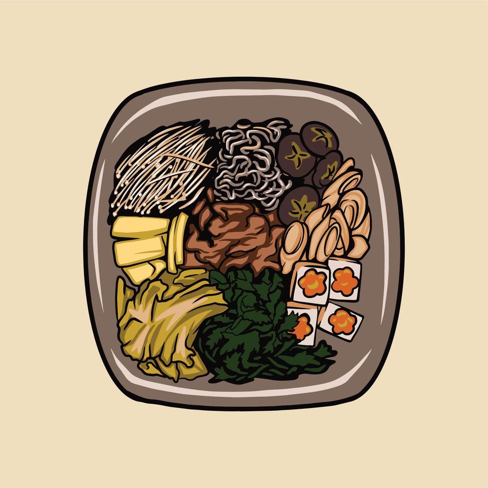 Sukiyaki comida vector