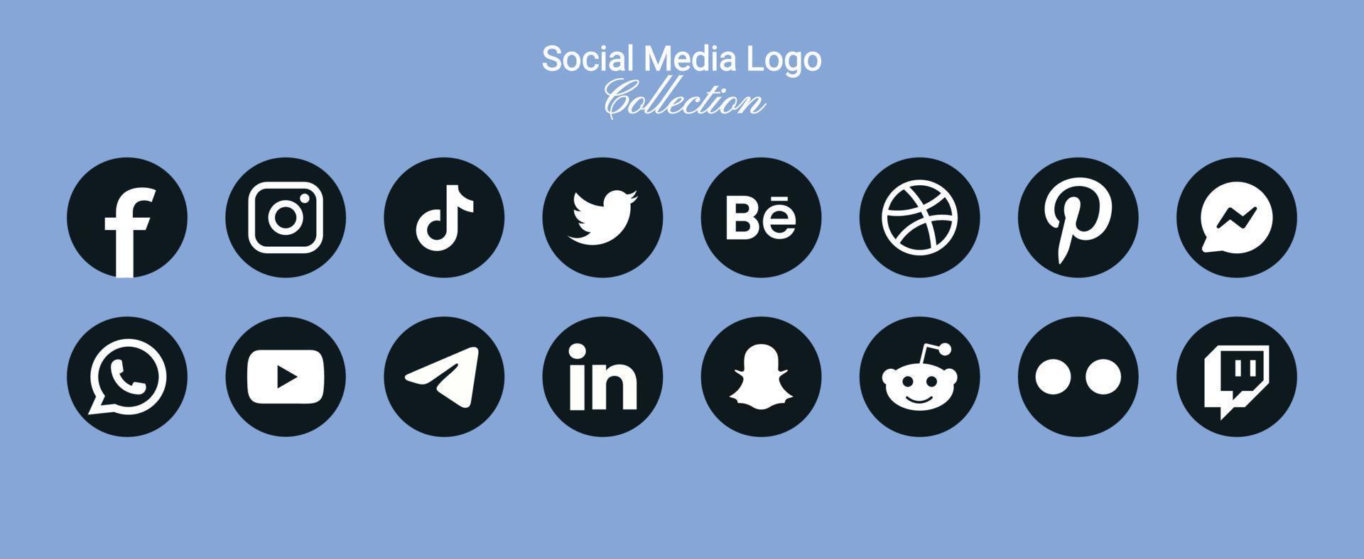 Popular social network symbols, social media logo icons collection vector