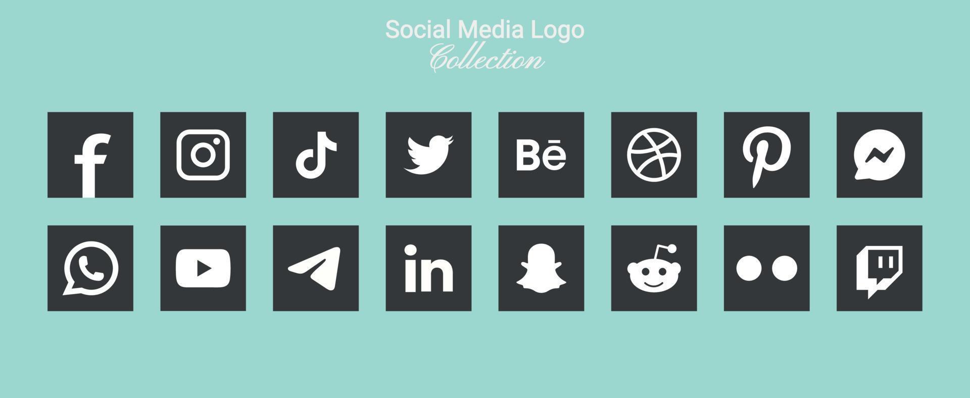 popular social red símbolos, social medios de comunicación logo íconos colección vector