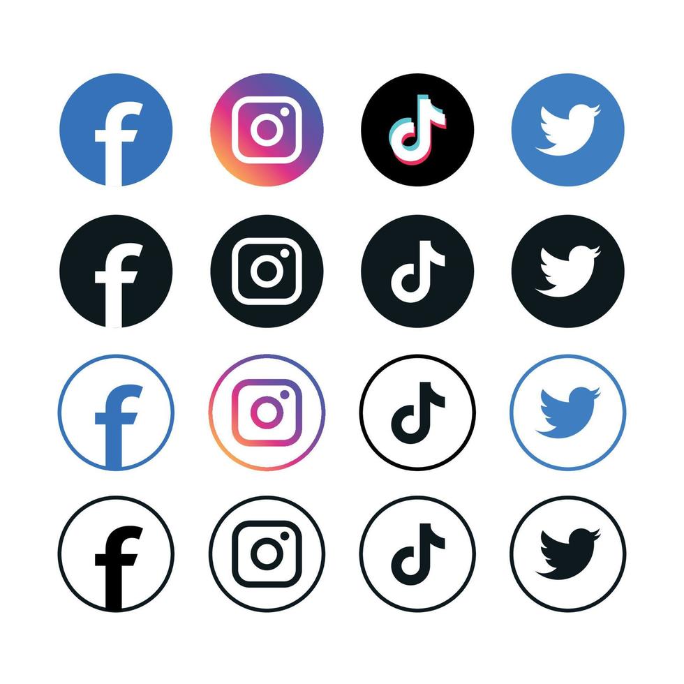 Popular social network symbols, social media logo icons collection vector