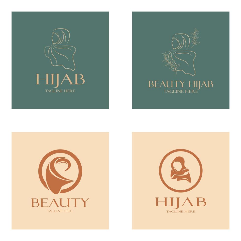 muslimah hijab logo modelo vector ilustración diseño-vector