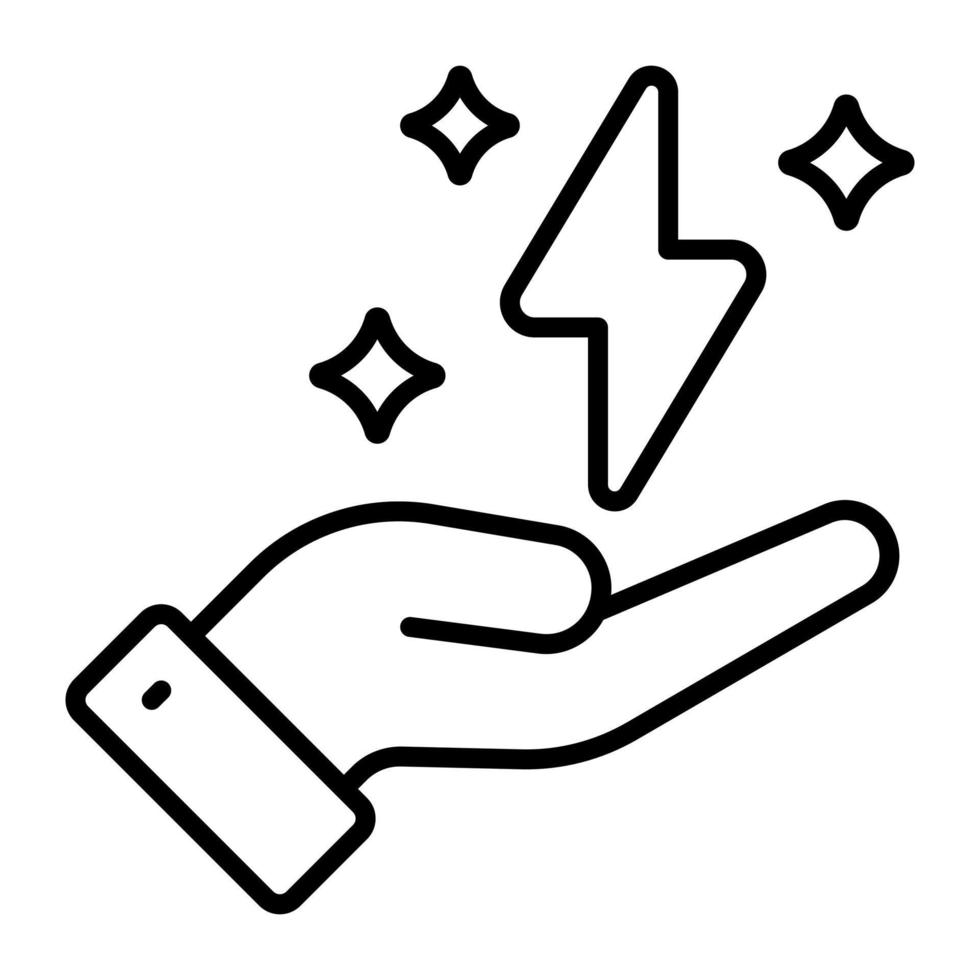 Thunderbolt on hand depicting concept vector of save energy vector in trendy style