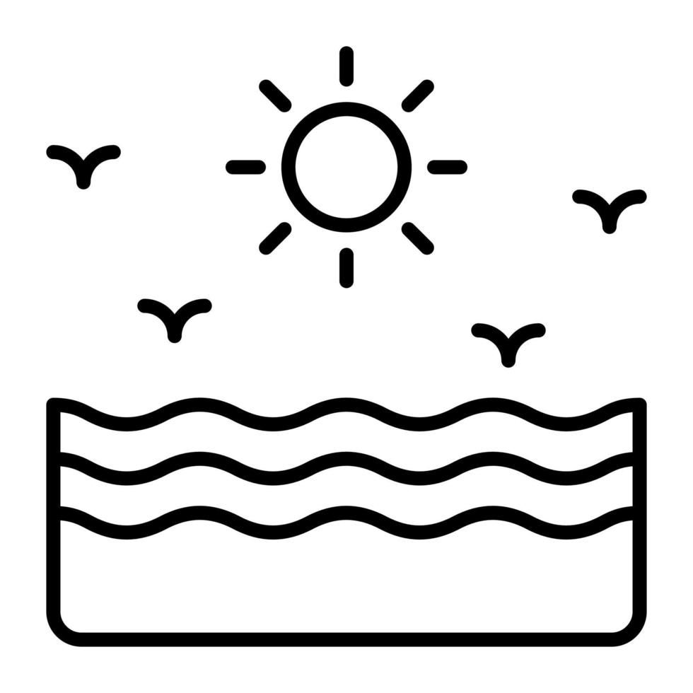 An editable graphic design of sea in trendy style, sunshine vector