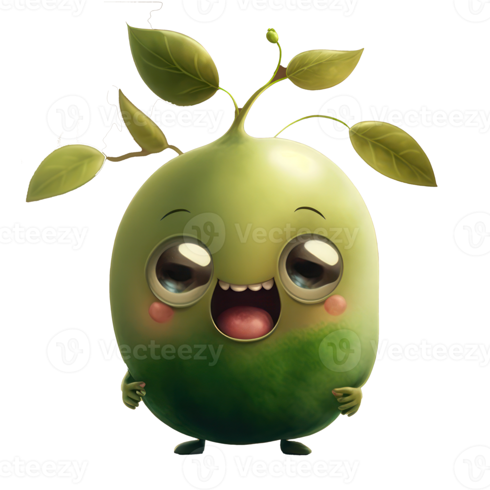 cute happy pea character AI Generative png