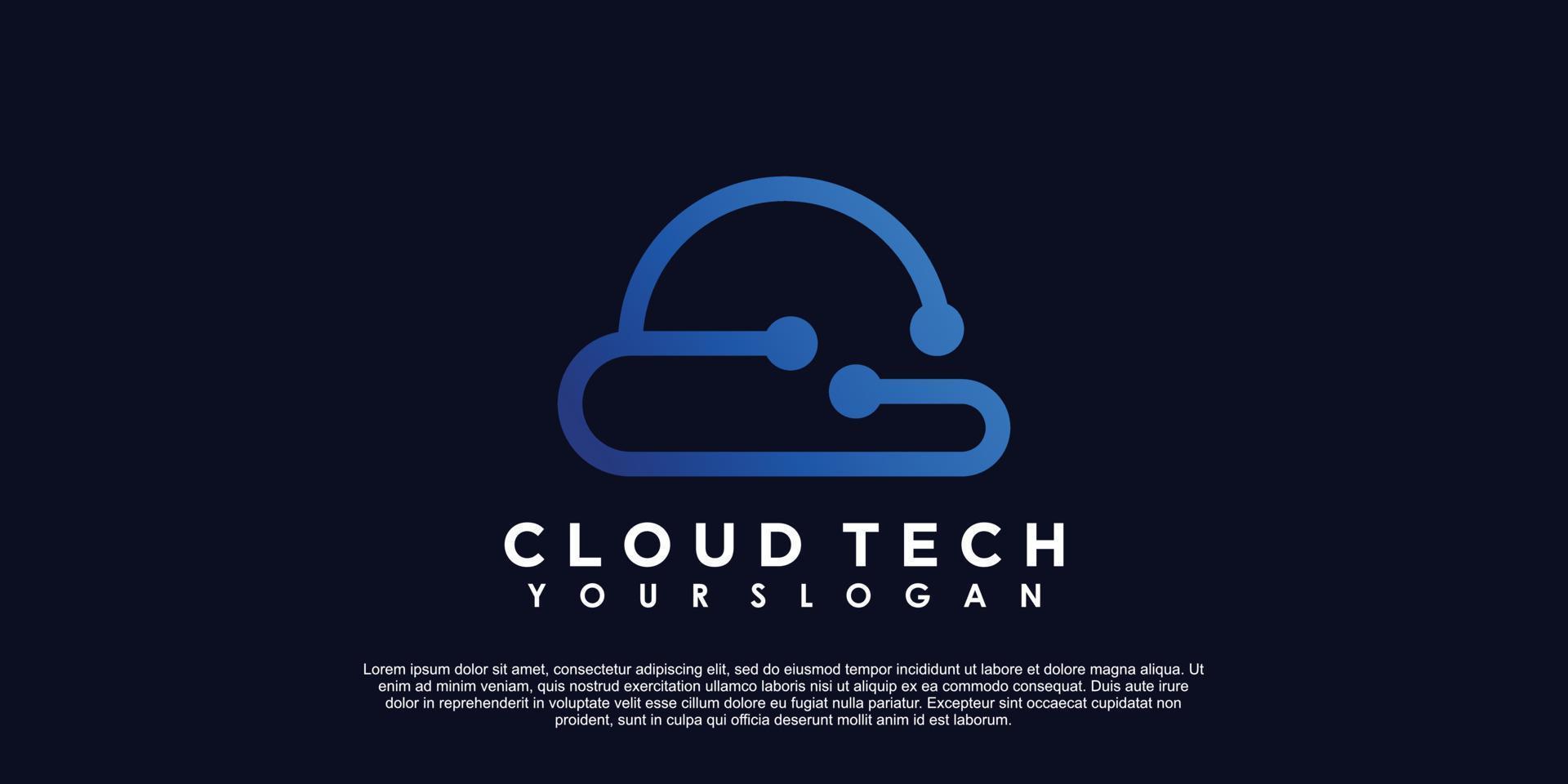 cloud logo design with technology concept vector