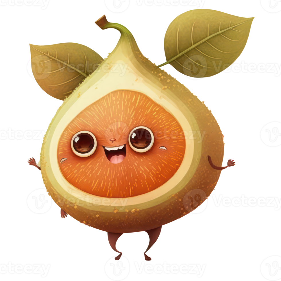 cute happy fig character AI Generative png