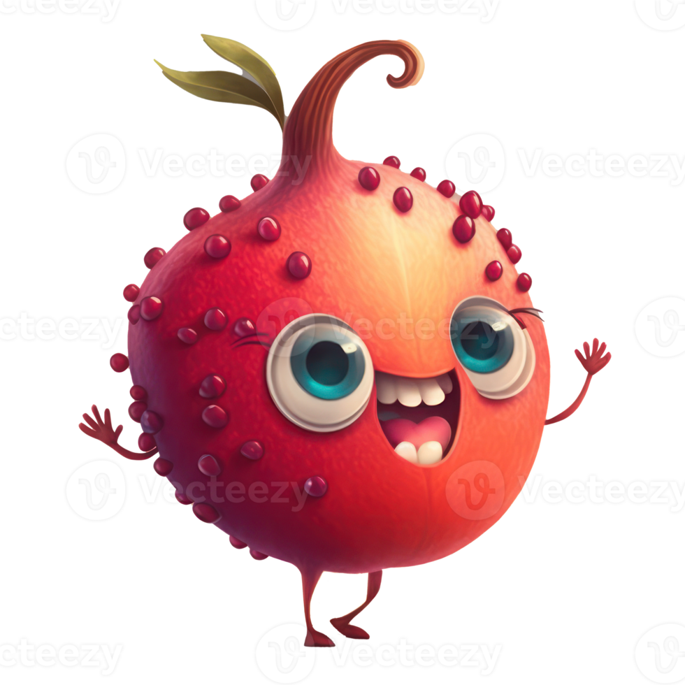 cute happy pomegranate character AI Generative png