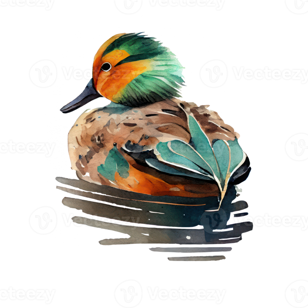 Vintage Watercolor Duck png
