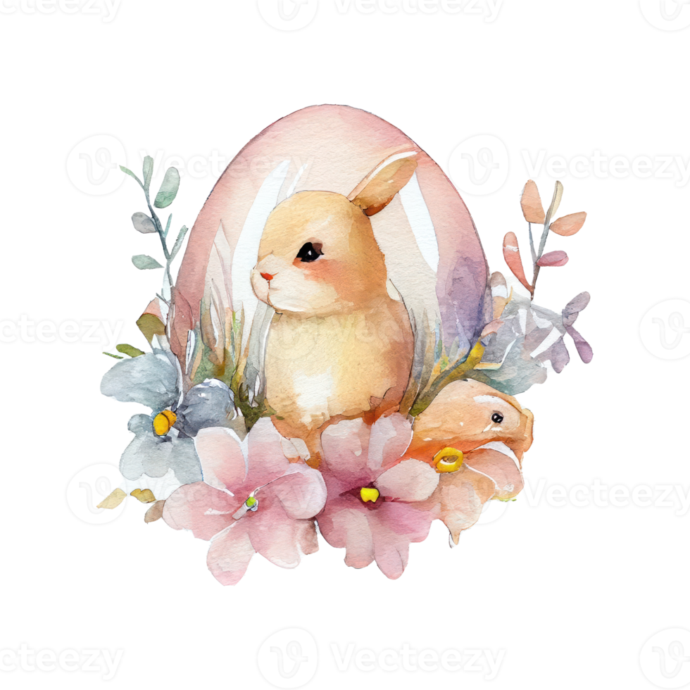 新しいコレクション rabbit watercolor spring PNG 22505321 easter flowers ピアス