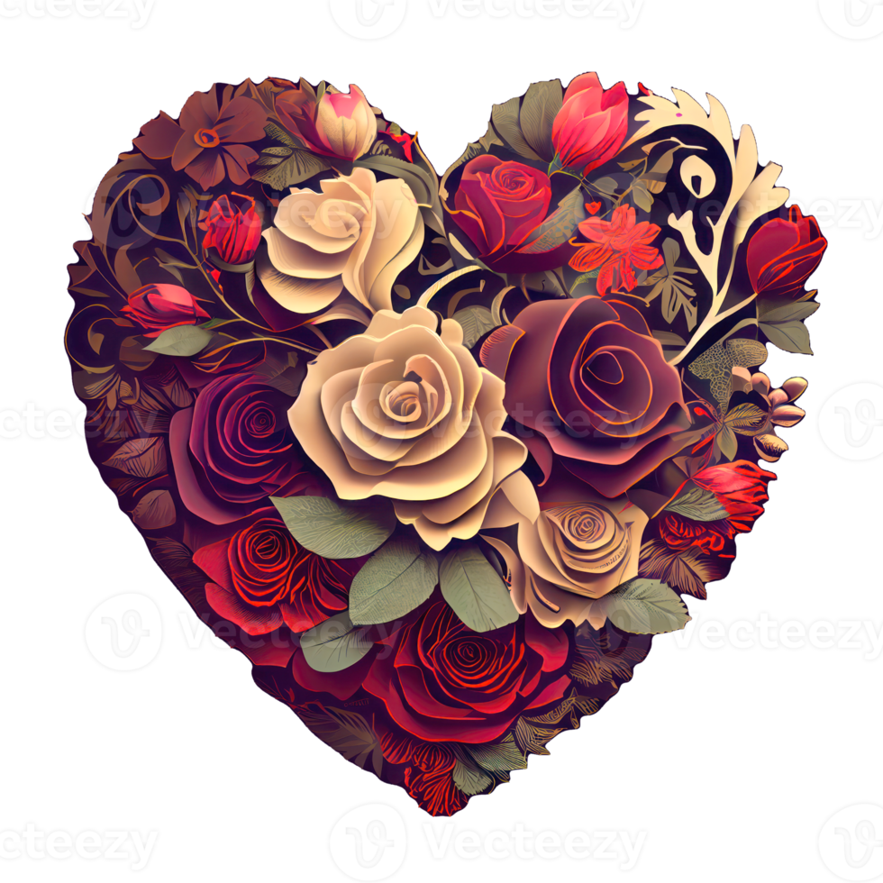 roses inside a heart AI Generative png