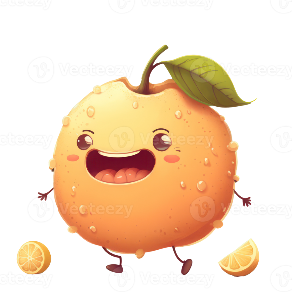 cute happy pomelo character AI Generative png