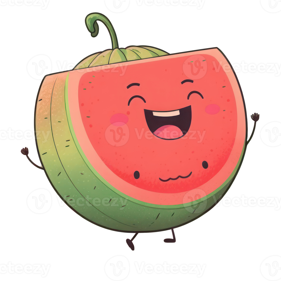 cute happy melon character AI Generative png