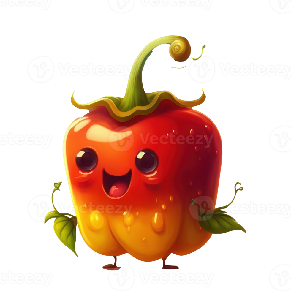 cute happy bell pepper character AI Generative png