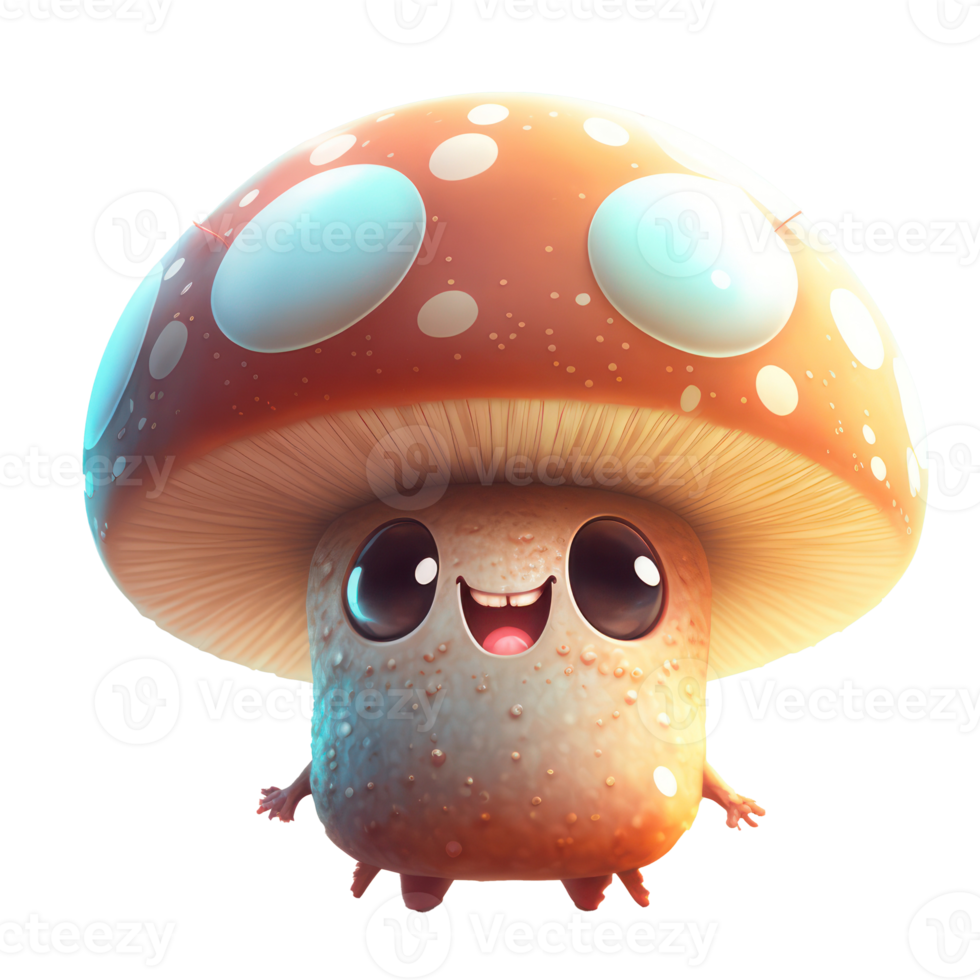 cute happy mushroom character AI Generative png