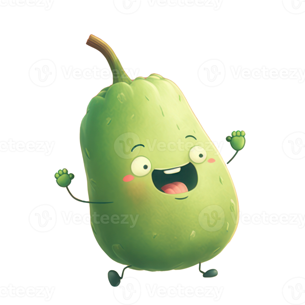 cute happy chayote character AI Generative png