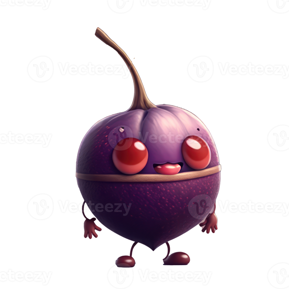 cute happy plum character AI Generative png