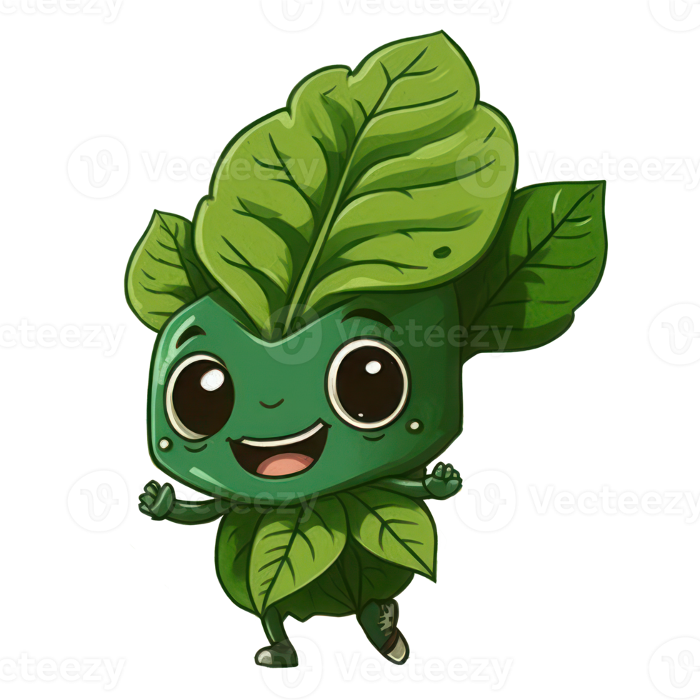 cute happy spinach character AI Generative png