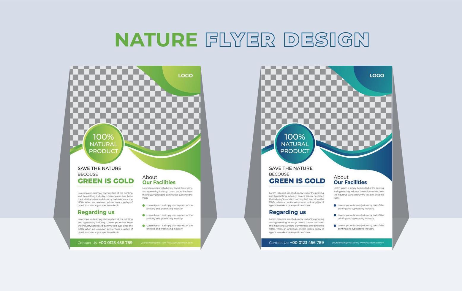 Modern nature flyer or brochure cover layout design template vector