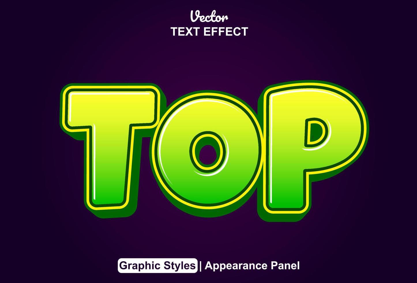 top text effect with green color graphic style and editable. vector