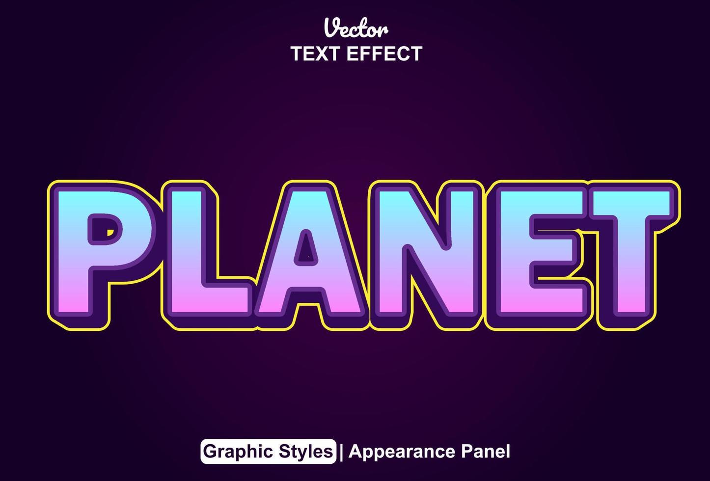 planet text effect with blue color graphic style and editable. vector