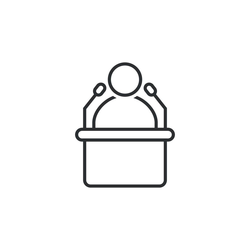 Speaker icon in flat style. Conference podium vector illustration on isolated background. Public speech sign business concept.