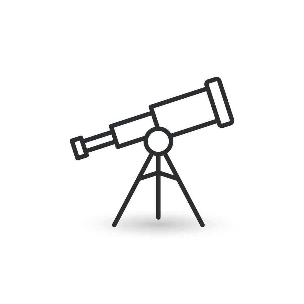 Telescope icon in flat style. Cosmos discover vector illustration on isolated background. Astronomy sign business concept.