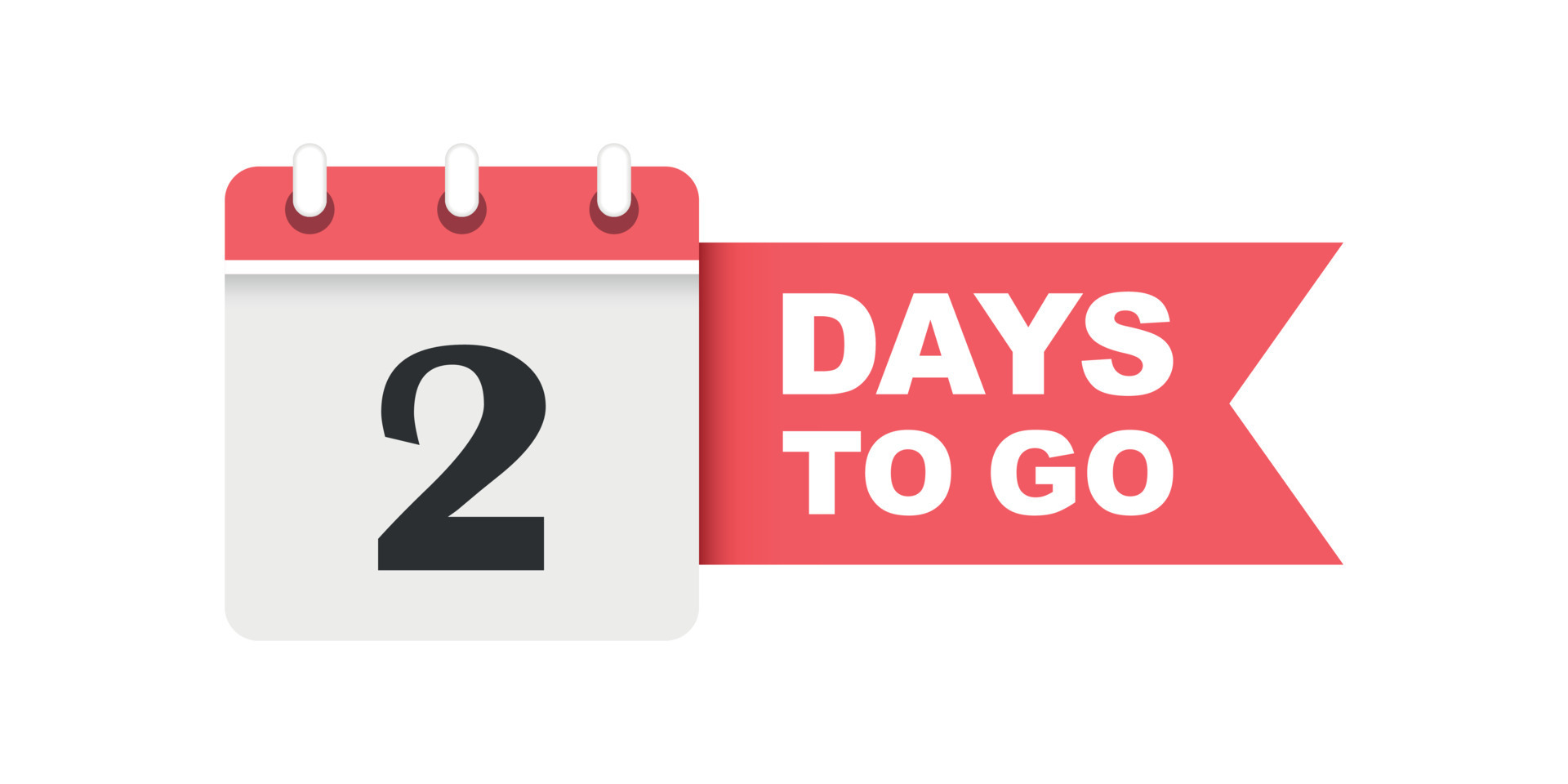 2 days left icon in flat style. Offer countdown date number vector ...