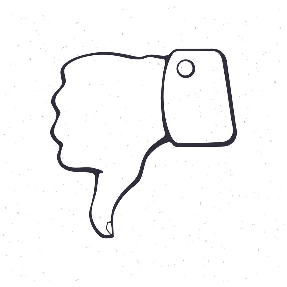 Hand drawn doodle thumb down symbol of dislike vector