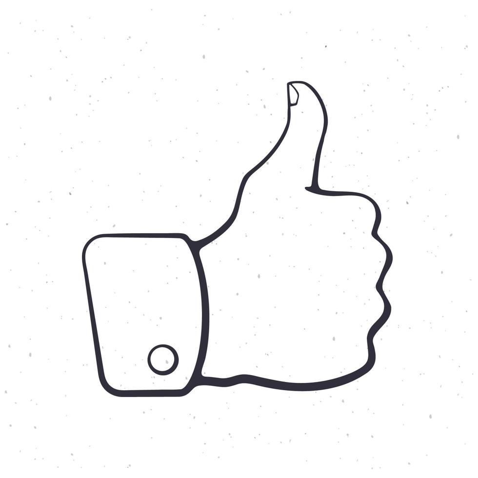 Hand drawn doodle of thumb up symbol of like vector