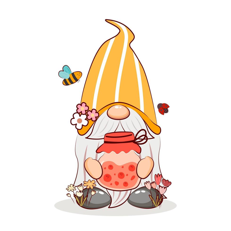 Sweet Spring Gnome. vector illustrator