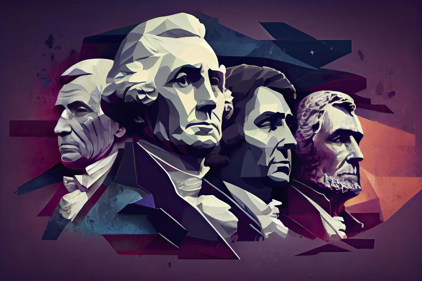 Happy Presidents Day Concept with the US national Flag against a collage American Presidents portraits photo