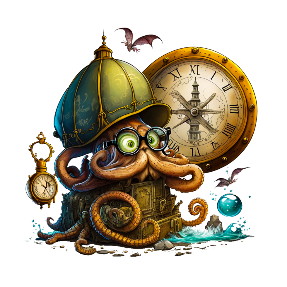 Illustration of a octopus monster octopus character png