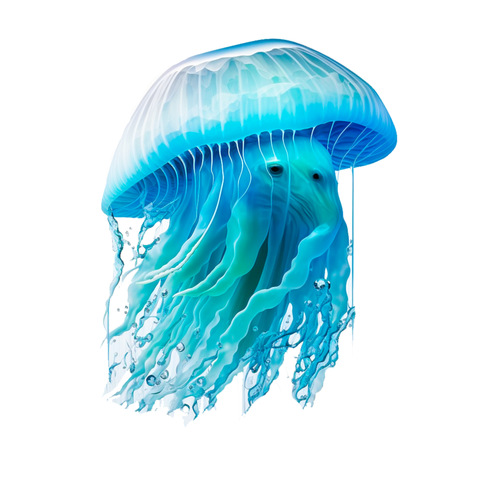 handraw blue jellyfish icon png