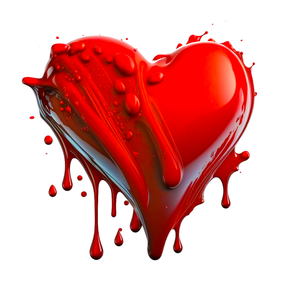 Heart splatter concept with a red three dimensional love png