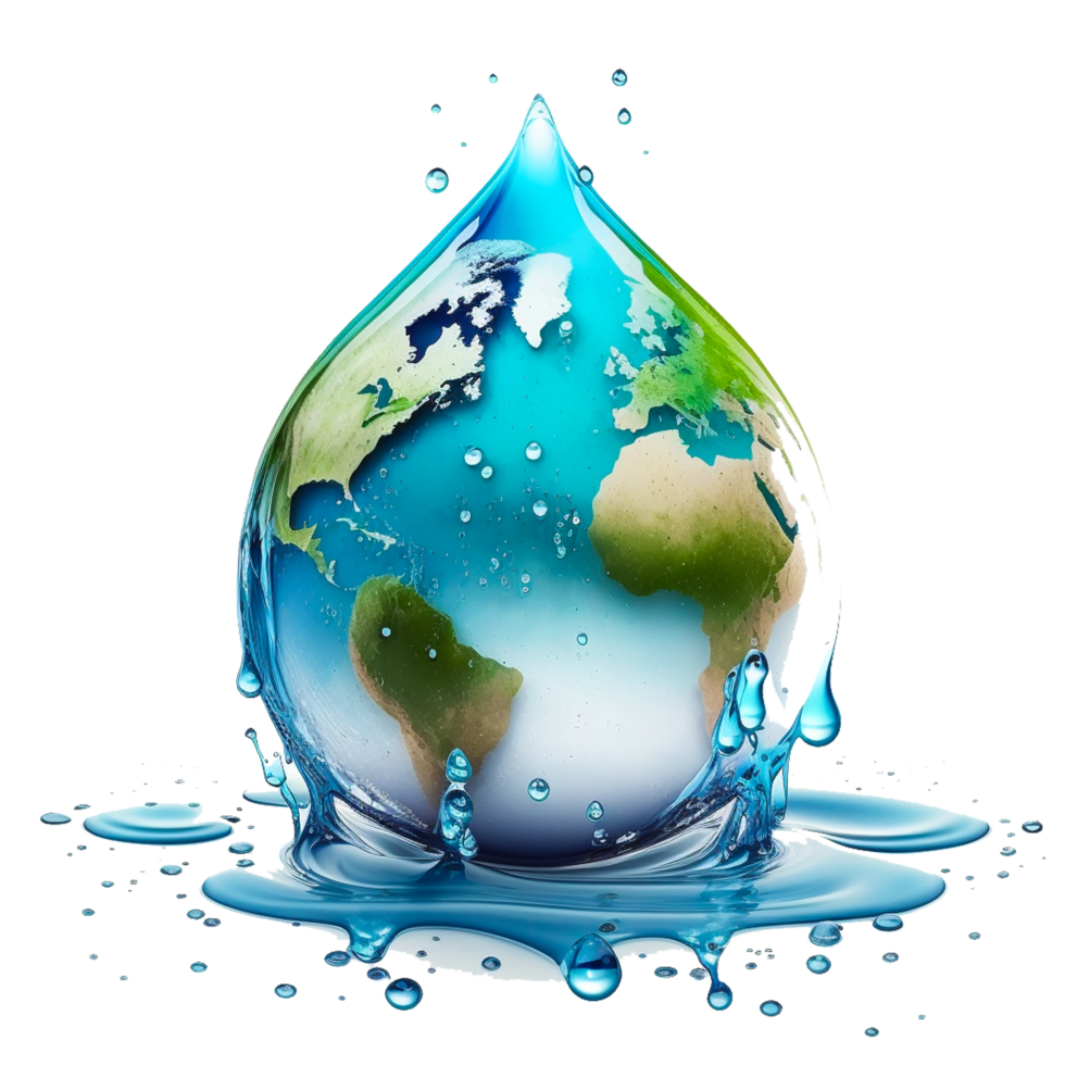 Earth globe in water drop form environment concept free png