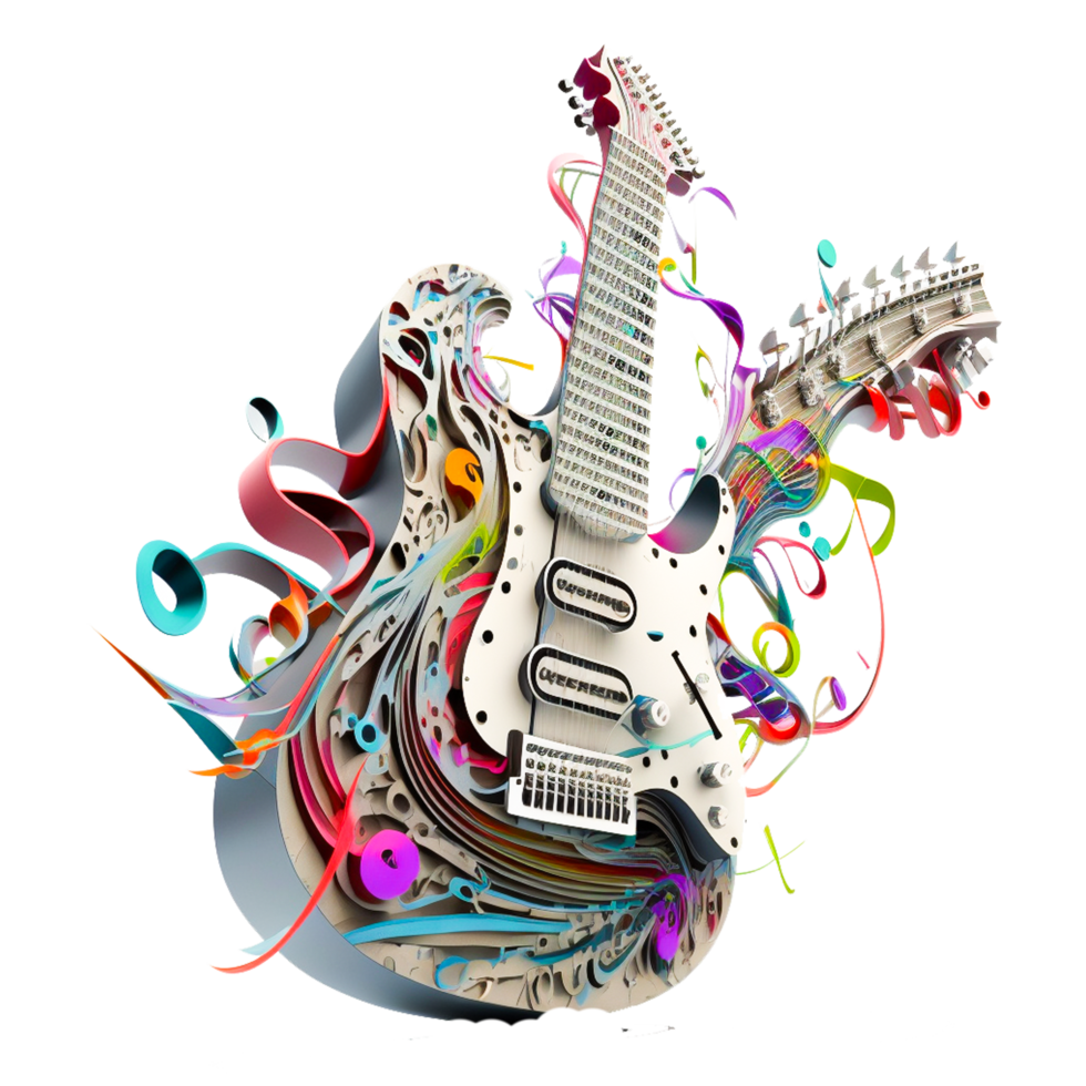 colorful guitar PNG transparent