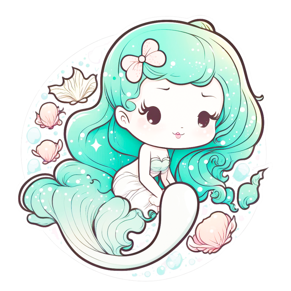 Hand drawn cute mermaid character png