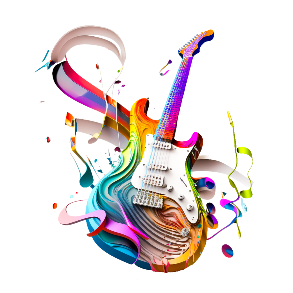 cute colorful guitar icon png