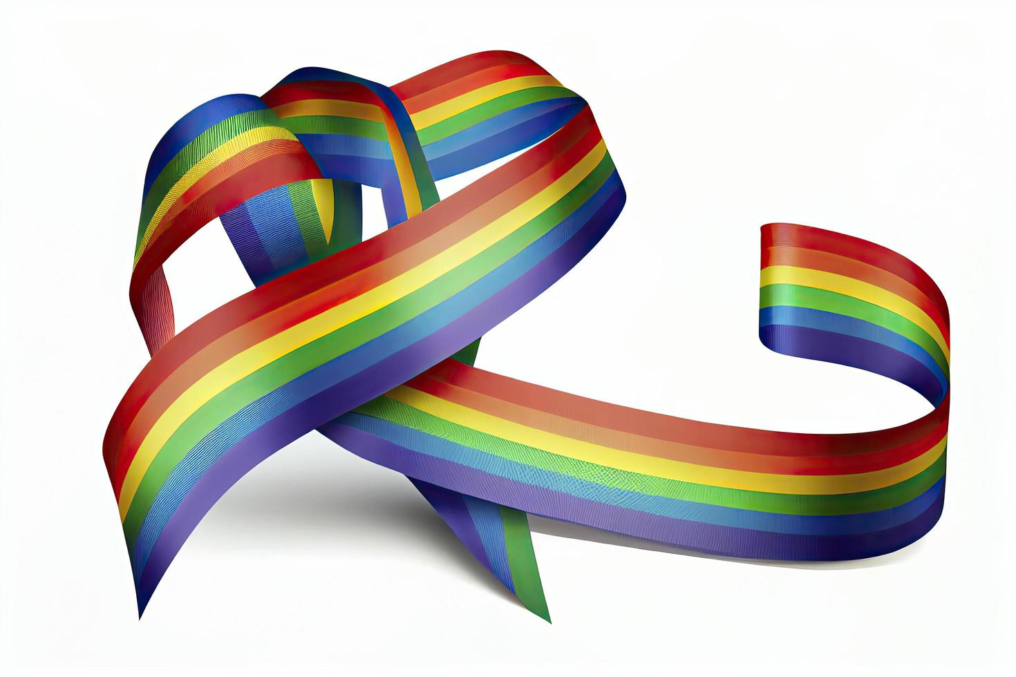 LGBT rainbow ribbon in the shape of heart. Pride tape symbol. Isolated on a white background photo