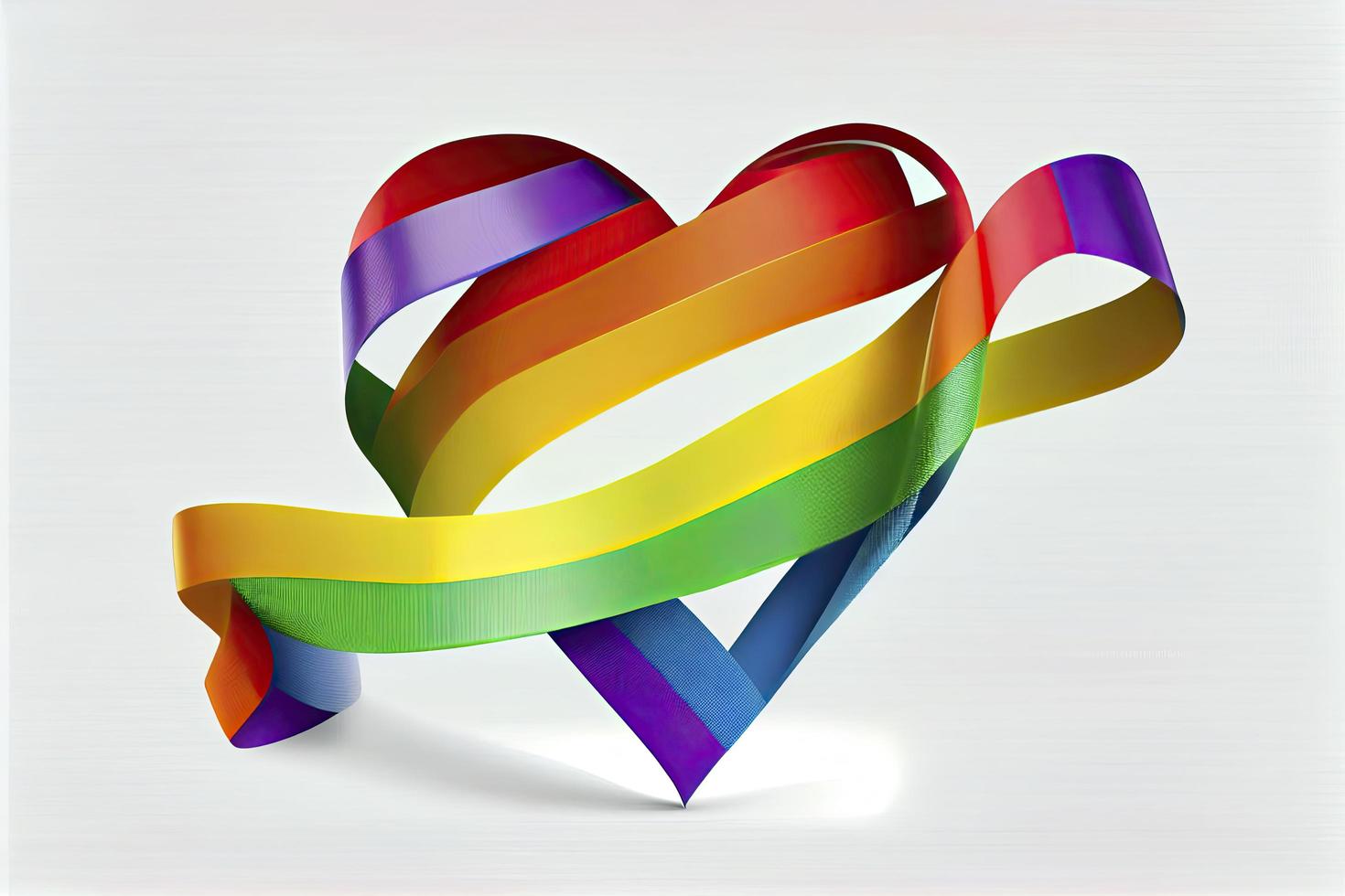 LGBT rainbow ribbon in the shape of heart. Pride tape symbol. Isolated on a white background photo