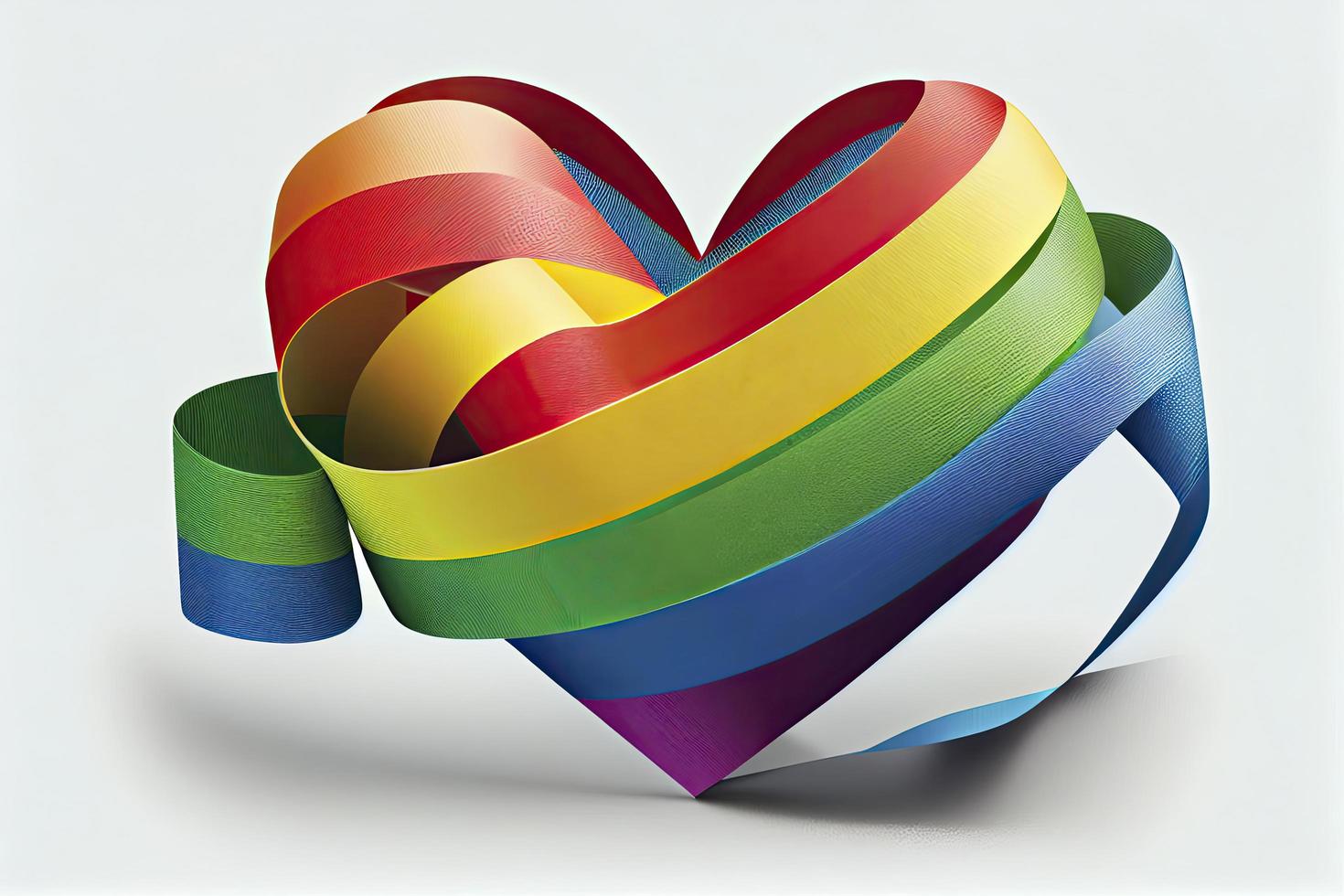 LGBT rainbow ribbon in the shape of heart. Pride tape symbol. Isolated on a white background photo