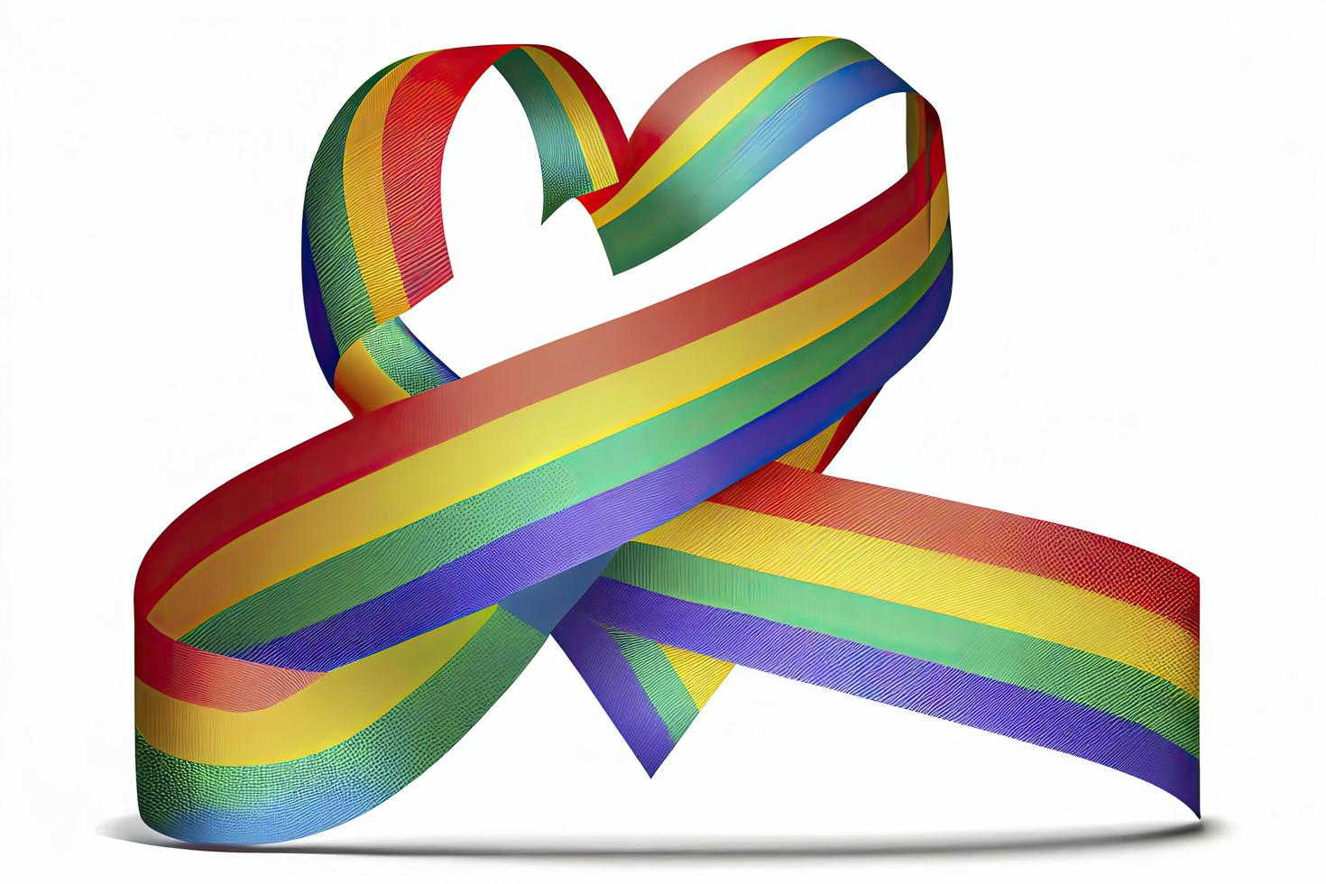 LGBT rainbow ribbon in the shape of heart. Pride tape symbol. Isolated on a white background photo