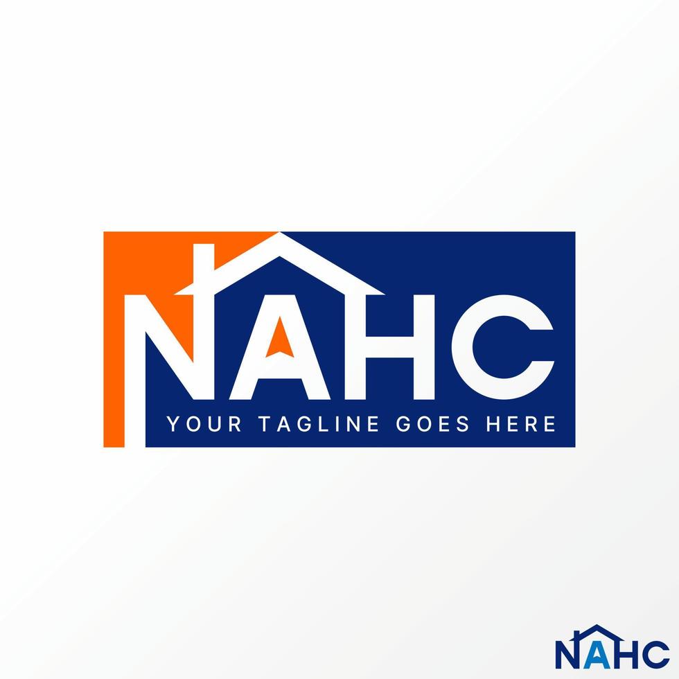 Logo design graphic concept creative abstract premium free vector stock letter NAHC sans serif font with arrow plane roof house Related to monogram or property