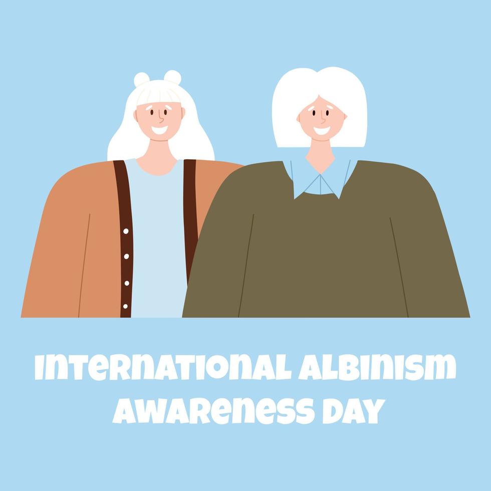 Portrait of an albino women. Vector illustration of women with albinism. International Albinism Awareness Day. Albinism. Genetic rare disorder.