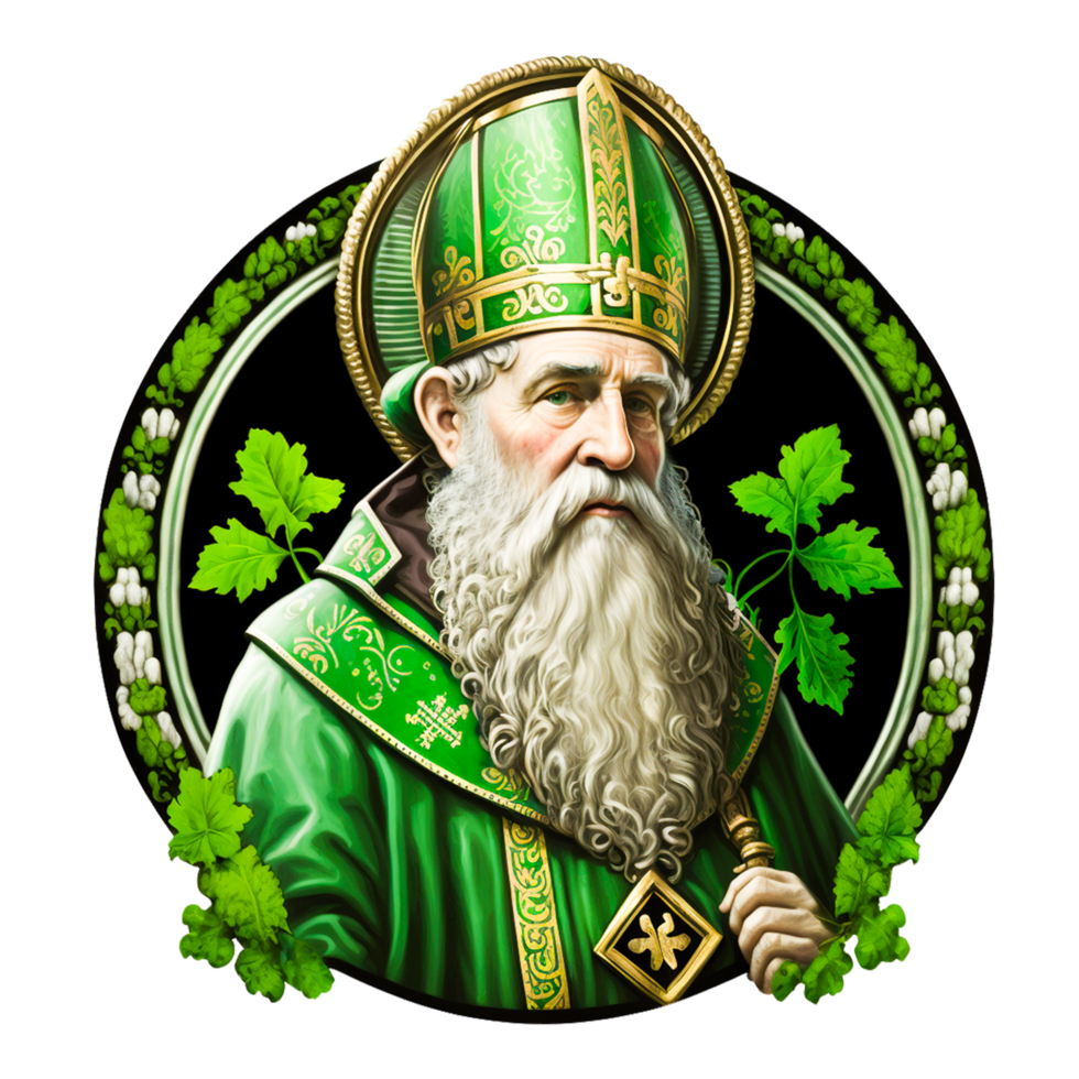St. Patrick stained glass icon png