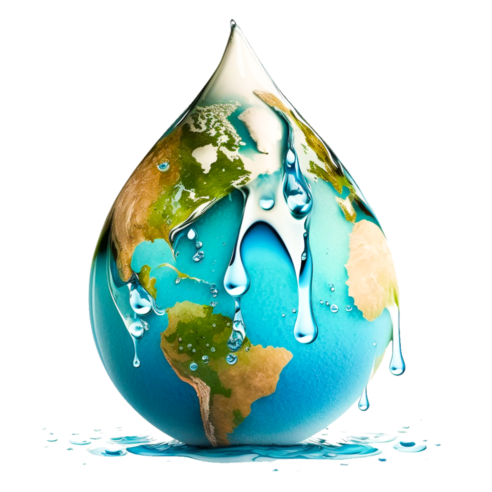 Earth globe in water drop form environment concept  free png