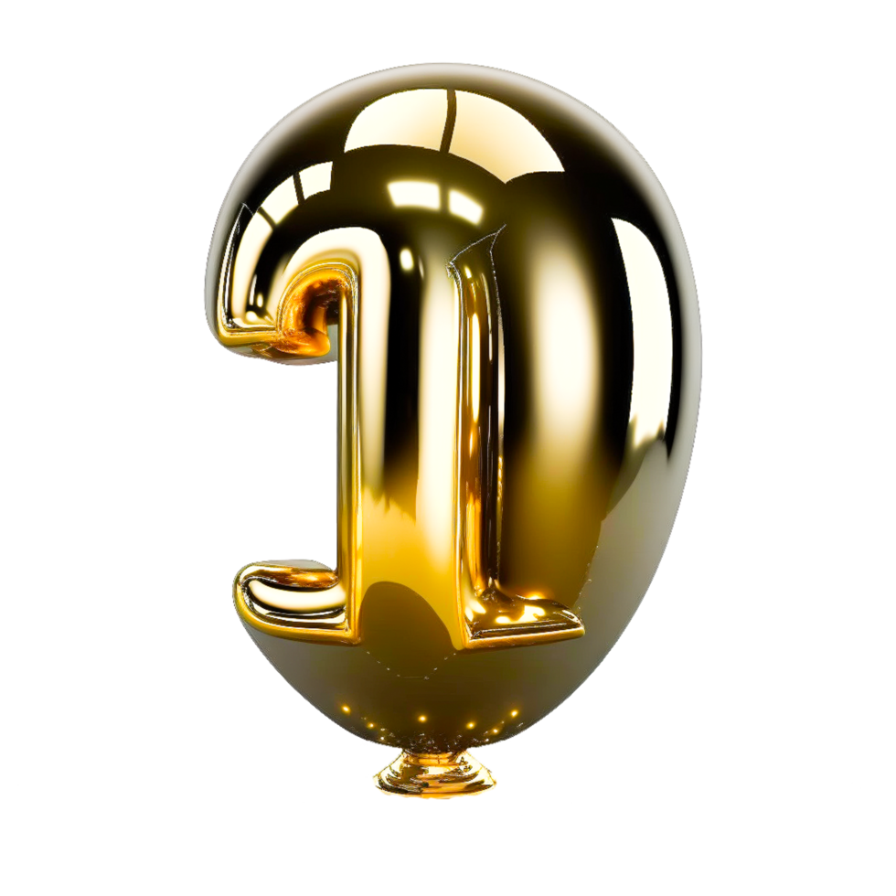Gold foil balloon of 1 number 3d isolated 22507143 PNG