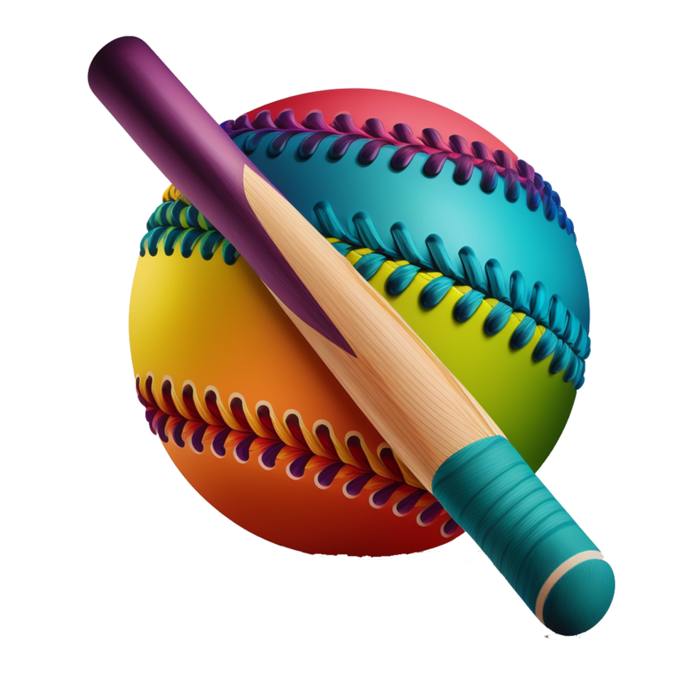 colorful baseball mitt and bat png