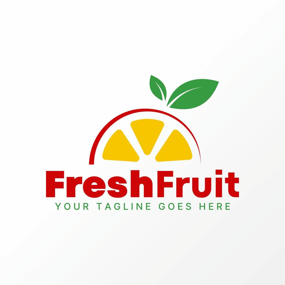 Logo design graphic concept creative premium free vector stock unique half sweet orange fruit drink with leaves. Related to fresh lemon nature vegan