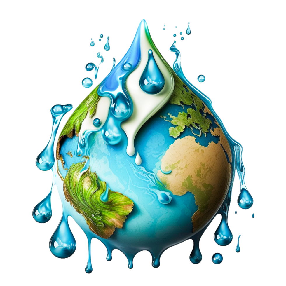 water drop and planet earth icon png